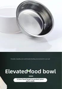 Detail of 5.5cm elevated stainless steel pet bowl designed for cervical neck protection