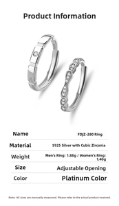Detail view of S925 sterling silver couple rings showing weights 1.88g and 1.40g