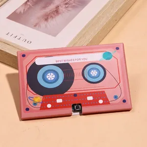 Vintage pink cassette tape style recordable greeting card with 5-minute storage and USB charging