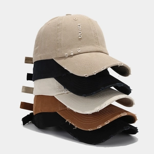 Distressed Cotton Baseball Cap Vintage Retro Streetwear Adjustable Sun Protection Peak Hat For Men Women