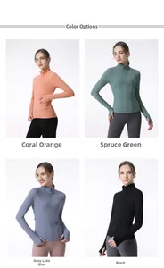 Vestes de sport pour femmes en corail, vert, bleu et noir avec manches à passe-pouces