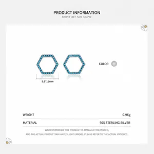 Elegante s925 Sterling Silber Sechseck Türkis Ohrstecker mit hohlem Design