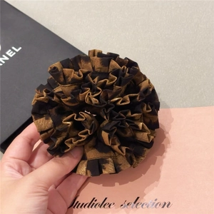 Large oversized leopard print scrunchie with pleated chiffon fabric for women hair styling