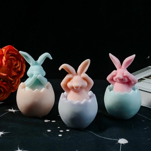 Stampo In Silicone Coniglio Guscio D'uovo Candela Profumata Fai Da Te Gesso Resina Artigianato Decorazione Pasquale Forma Animale 3D