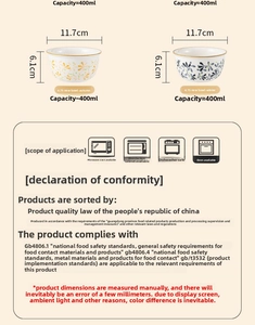 Detailed size and capacity view for 4.75 inch ceramic bowl in autumn and winter styles
