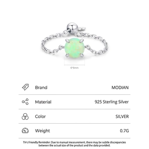 S925 Sterling Silver soft chain ring featuring a 6x6mm round opal stone in silver finish