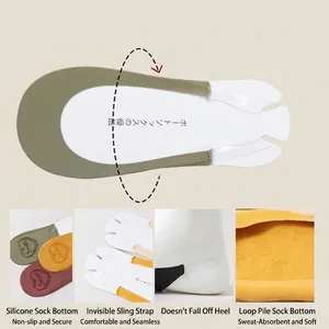 Invisible ice silk sling socks with non-slip silicone and cushioned sole in multi colors