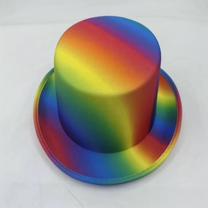 Regenbogen-Zylinder aus glänzendem Satin für Partys und Bühnenauftritte im Design