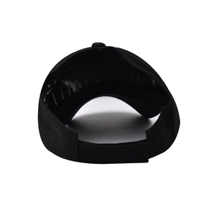 Black cotton ponytail baseball cap with adjustable hook and loop closure for women