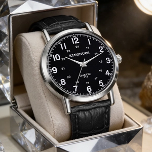 KINGNUOS Luxury Quartz Watch Women Men Genuine Leather Strap Crocodile Pattern Metal Case Waterproof Analog Casual Business Fashion Jewelry Wristwatch