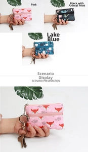 Detailed trio of floral canvas coin purses featuring metal zippers and sturdy keychains