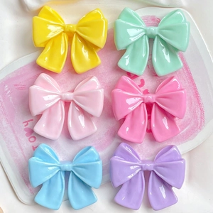 Colorful Bowknot Charms Resin Flatback Cabochons For DIY Hair Clips Shoe Decoration Stationery Accessories Glossy Sweet Style