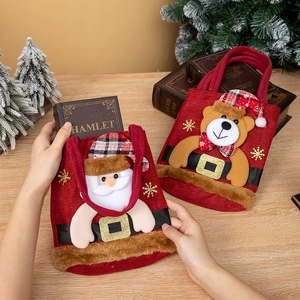 Sacs-cadeaux de Noël en toile de jute avec motifs 3D Père Noël et Renne pour les bonbons
