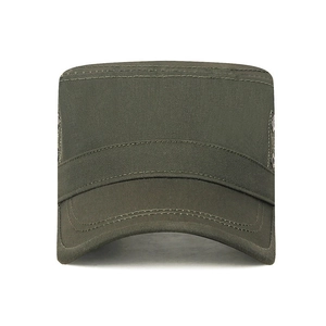Army green flat top tactical military cap in cotton canvas with side ventilation holes
