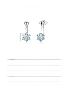 Detailed specs of 0.50Ct blue-green moissanite earrings with 925 sterling silver dimensions