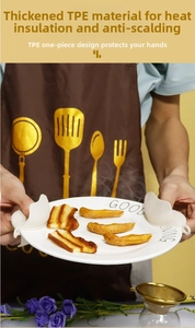 Thickened white TPE heat-resistant kitchen clips showing non-slip grip on a ceramic plate