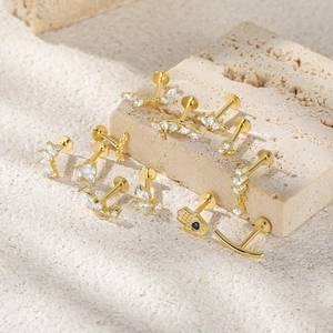 Detail of 925 sterling silver butterfly ear studs with flat back screw on stone base