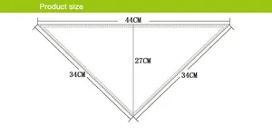 Detailed dimension guide for baby double-layer gauze bib showing 44cm top width measurement