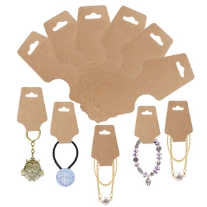 Blank brown kraft paper jewelry display cards for earrings and bracelets set of 50