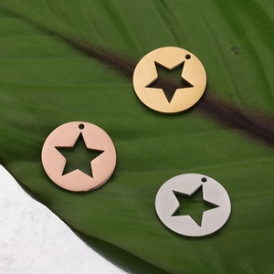 Hollow Star Charms Pendants 304 Stainless Steel Round Geometric DIY Jewelry Making Necklace Bracelet Findings Mirror Polished