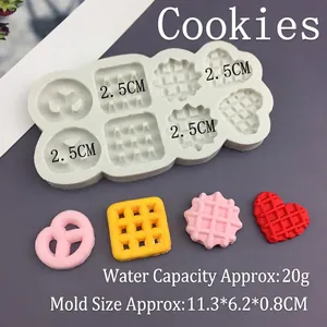Detailed size specifications for 8-cavity silicone mold with heart and cookie shapes