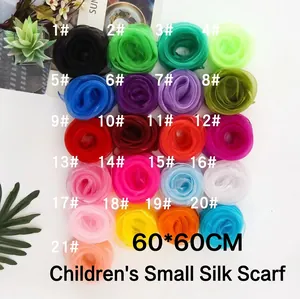 Solid Color Chiffon Square Scarf Performance Dance Silk Scarf For Women Kids Candy Color Windproof Neck Wrap