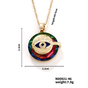 Detailed size specifications for the gold evil eye crystal pendant necklace with dimensions
