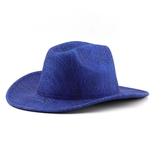 Classic royal blue western cowboy hat with textured wide brim and vintage felt fedora design