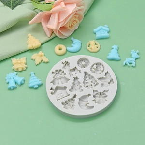 Moule de Noël en silicone avec formes de sapin, cerf et maison pour pâtisserie et bricolage