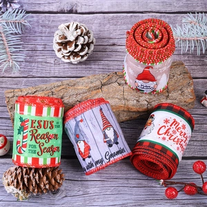 Lot de 4 rubans de Noël avec motifs gnomes et Père Noël pour décoration de sapin et bricolage