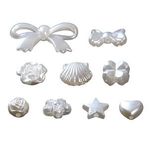 Mix of white baroque pearl beads in heart shell flower shapes for DIY jewelry making