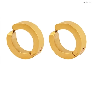 Minimalist 18K Gold Plated Titanium Steel Round Hoop Earrings Non-Piercing Clip On Ear Cuffs For Women Men Unisex Trendy Jewelry