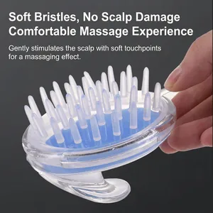 Blue silicone scalp massager hair brush with ergonomic handle for deep cleaning and massage