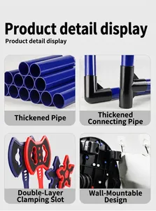 Kids dart game wall rack details with thick tubes, sturdy connectors and hooks