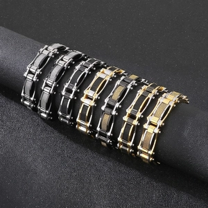 Men Mechanical Industrial Bracelet Stainless Steel Punk Rock Motorcycle Biker Chain Mesh Detail Bold Heavy Metal Jewelry
