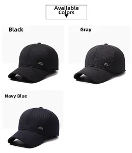 Three color options for warm men's winter baseball caps in black, gray, and navy blue