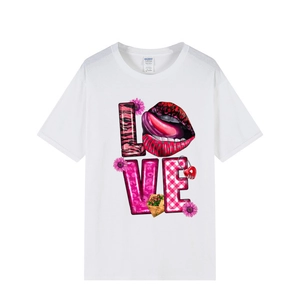 T-shirt bianca in cotone con stampa grafica LOVE artistica e motivi animalier