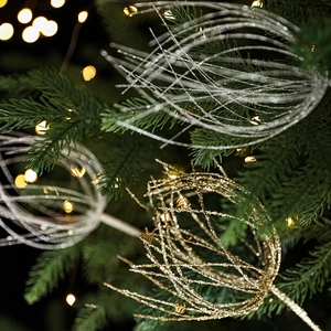 Branches de feu d'artifice à paillettes or et argent 32cm pour décorations de Noël