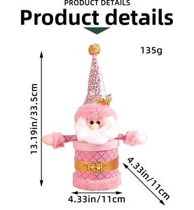 Pink Santa candy box detail with sequin hat and dimensions 33.5cm x 11cm