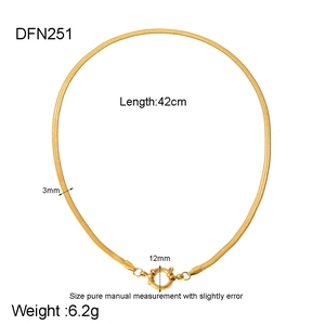 Detail view of 3mm gold snake chain necklace with 42cm length and 12mm ring clasp