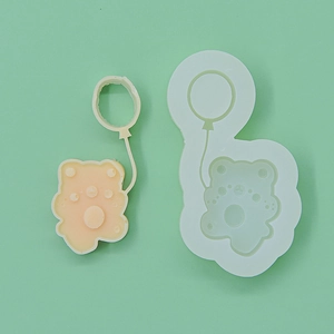 Cute teddy bear with balloon silicone mold for DIY cake fondant and chocolate making