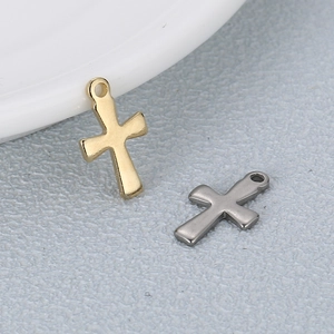 Polished stainless steel gold and silver cross pendants for DIY jewelry necklaces