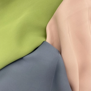 Quality satin chiffon scarves with pleated texture in green, pink, and blue-grey tones