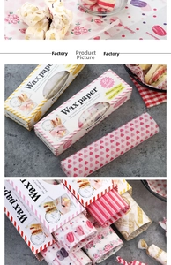 Detailed view of greaseproof food wax paper with heart and stripe patterns for baking