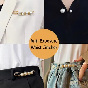 Adjustable pearl and alloy safety pin used for clothing tightening and waist adjustment