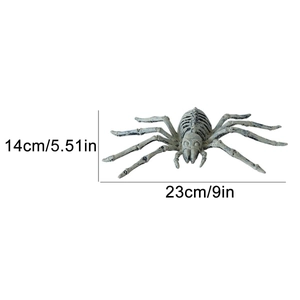Detailed view of Halloween skeleton spider decoration with 23cm by 14cm dimensions