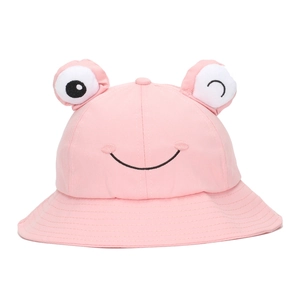 Kids Bucket Hat Cotton Polyester Cartoon Frog 3D Eyes Sun Protection Breathable Outdoor Sun Hat For Toddler Baby Girls Boys