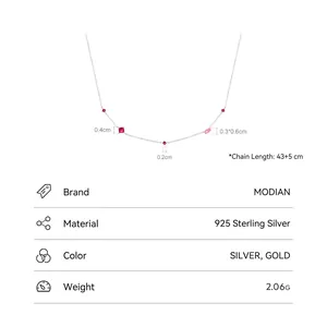 Elegante collana in argento sterling S925 con zirconi rosso sangue di piccione vivaci
