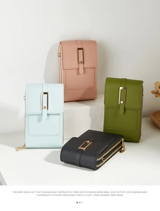 Borse porta cellulare verticali a più strati in rosa, blu, verde e nero con fibbia in metallo