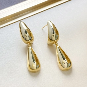 Elegant Copper Teardrop Dangle Earrings For Women High Polish Gold Silver Plated Water Drop Pendant Fashion Jewelry Gift